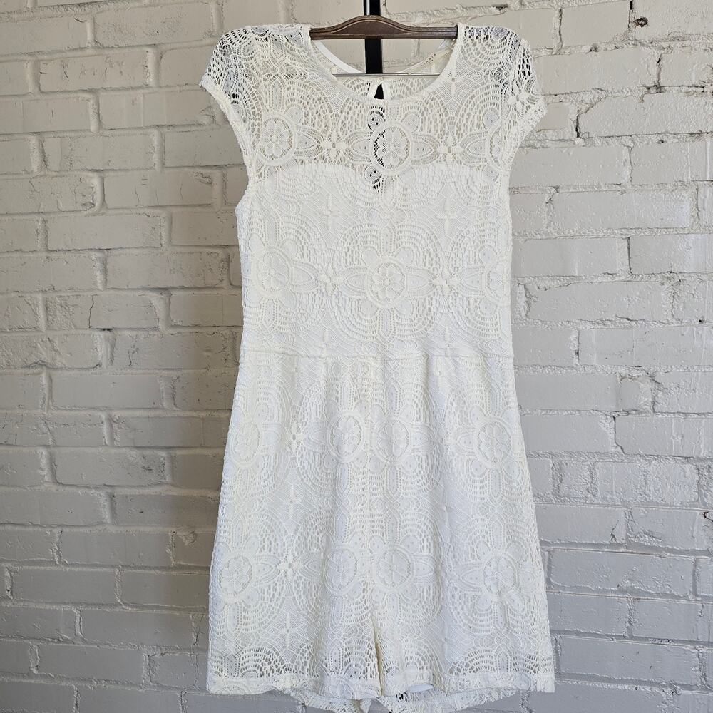 Elodie Coquette Cream Lace Romper​┃Cottagecore Size Small​┃Summer Bridal Party